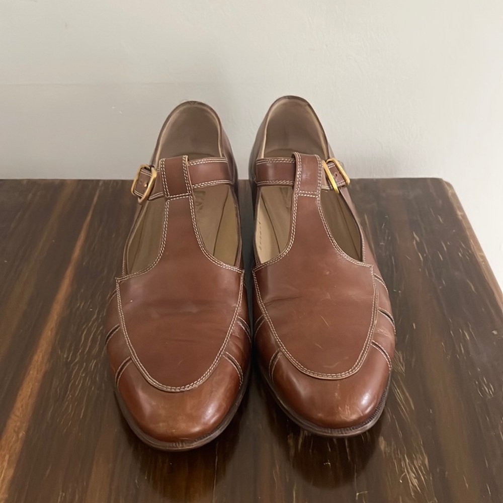 Salvatore Ferragamo Brown Leather Mary Janes sz 8B